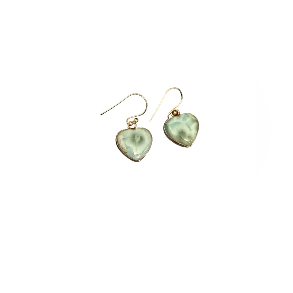 Larimar Heart Earrings in Solid Sterling Silver